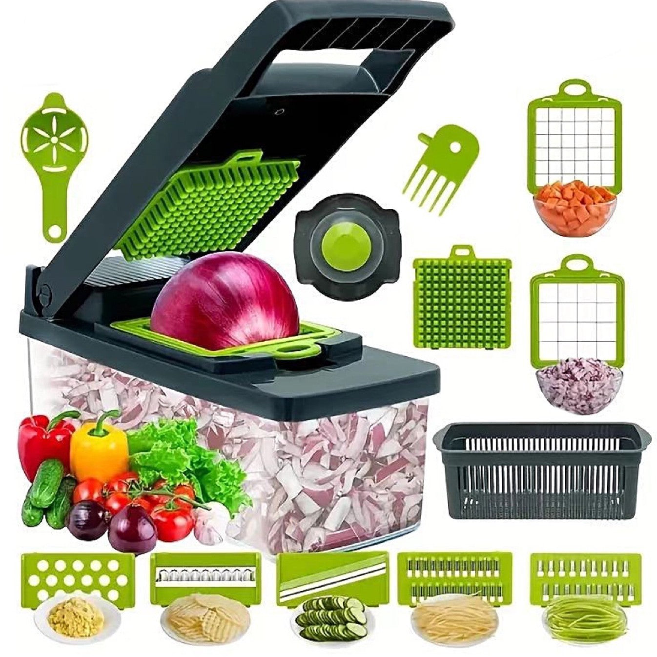 Smart Vege Cutterᴹᵀ 時短キッチン用 ベジカッターセット（コンテナ付き）