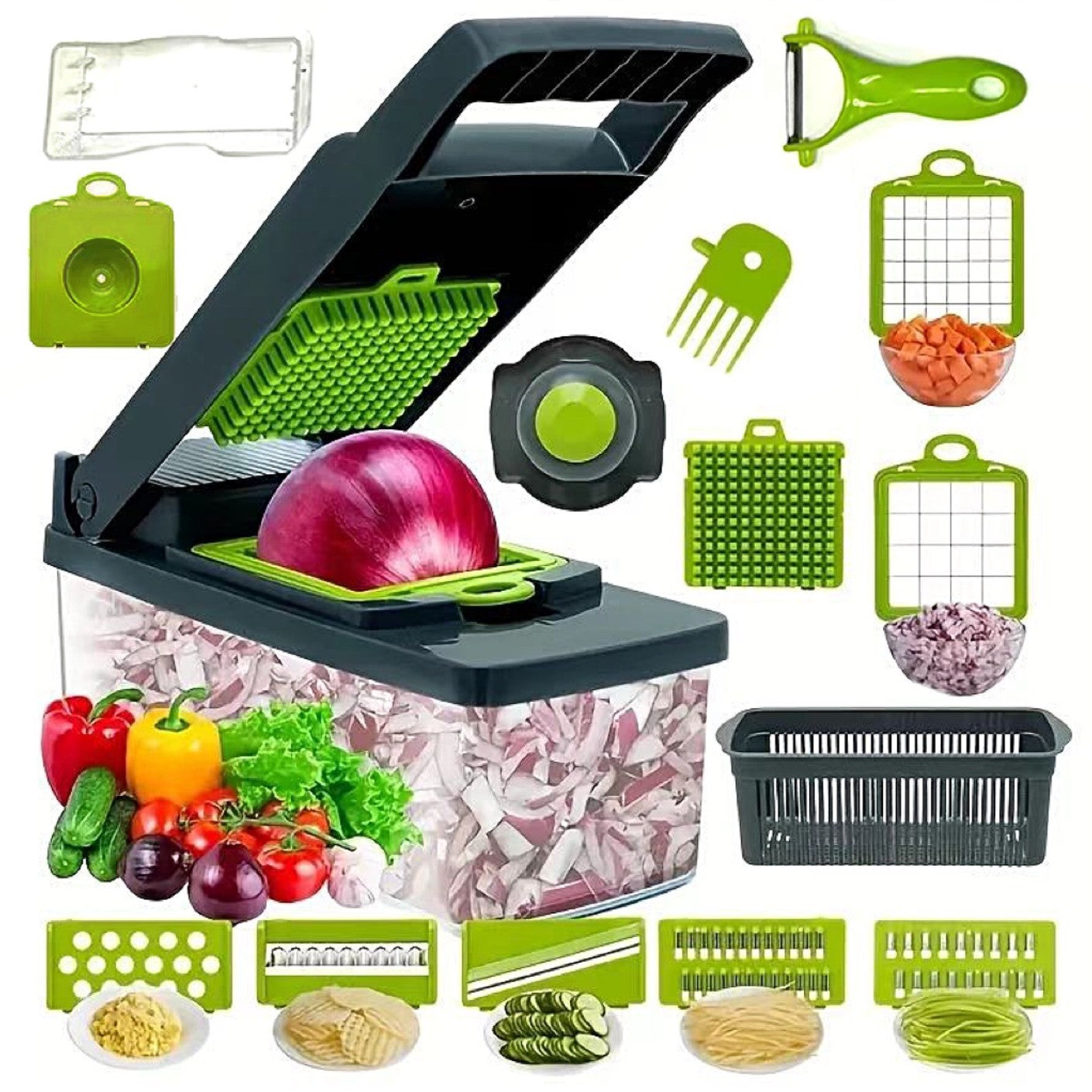 Smart Vege Cutterᴹᵀ 時短キッチン用 ベジカッターセット（コンテナ付き）